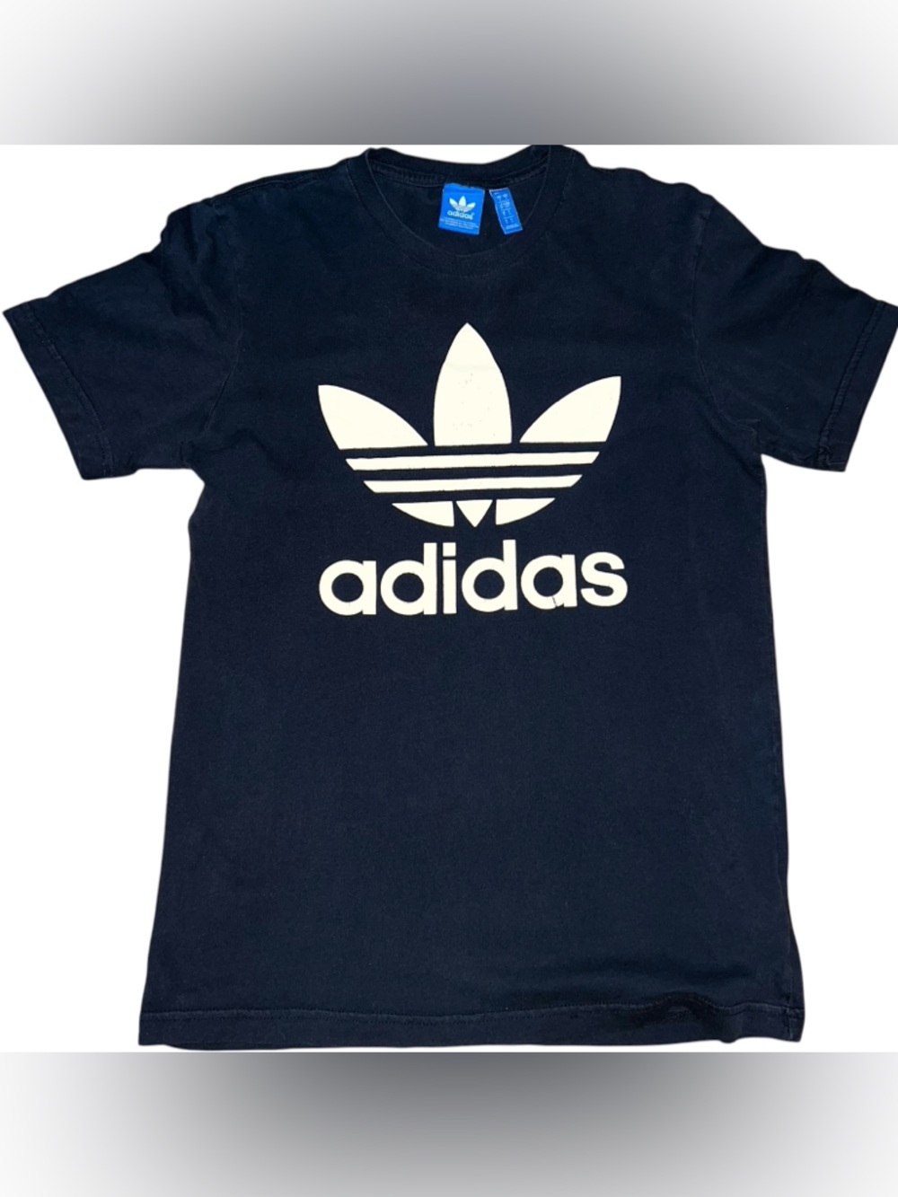 Adidas Originals Mens Small Black Trefoil Logo T-Shirt classic Streetwear Frat
